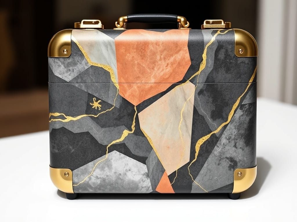 Geometric Tropical Landscape in Charcoal Drawing Style