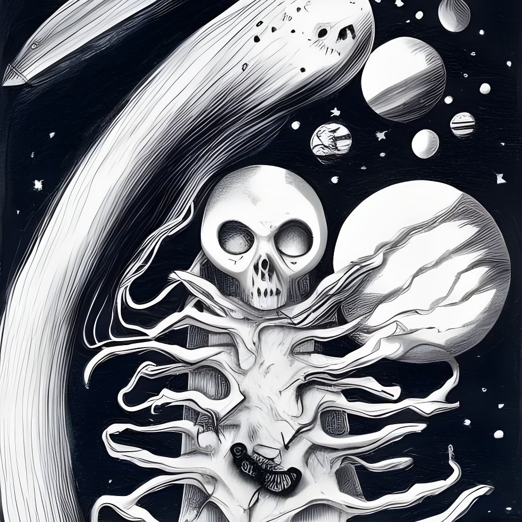 New Hampshire in Space: Detailed Pen Drawing