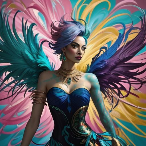 Woman with Rose Gold Skin in Fauvist Style