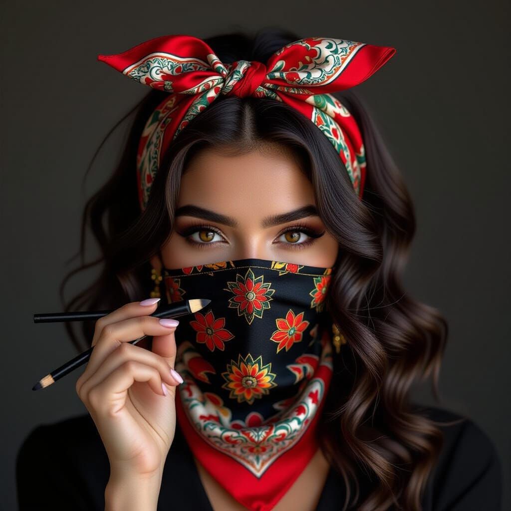 Expressive Portrait with Bandana in Chiaroscuro Style