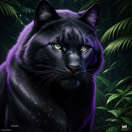 Constellation Panther in Moonlit Jungle Digital Art