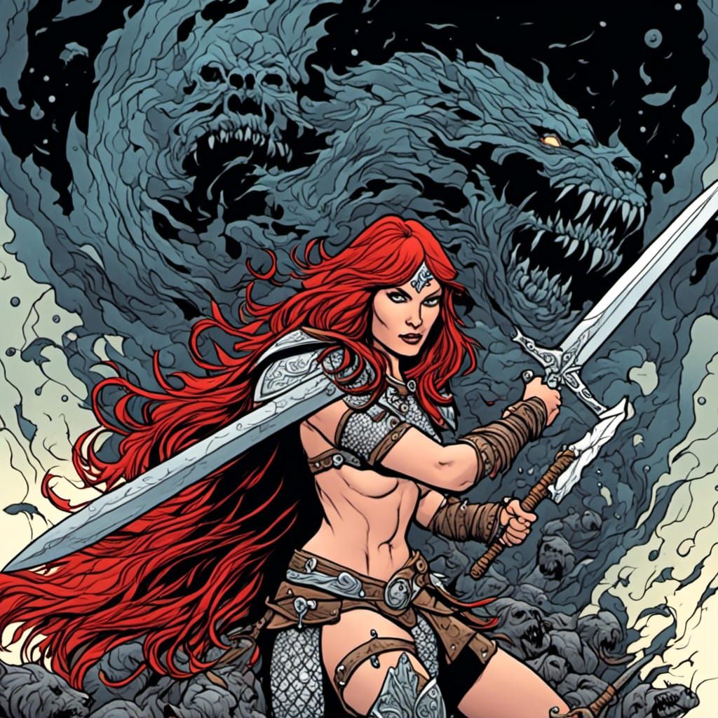 Red sonja <lora:Brewed from Mistakes:1.0>