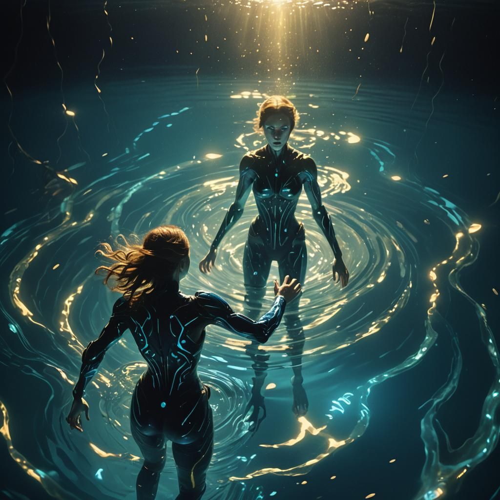 Underwater Teleportation in Sci-Fi Film Still