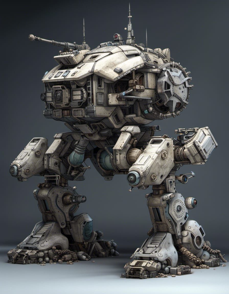 Post-Apocalyptic Greeble Mecha Transport Action Shot