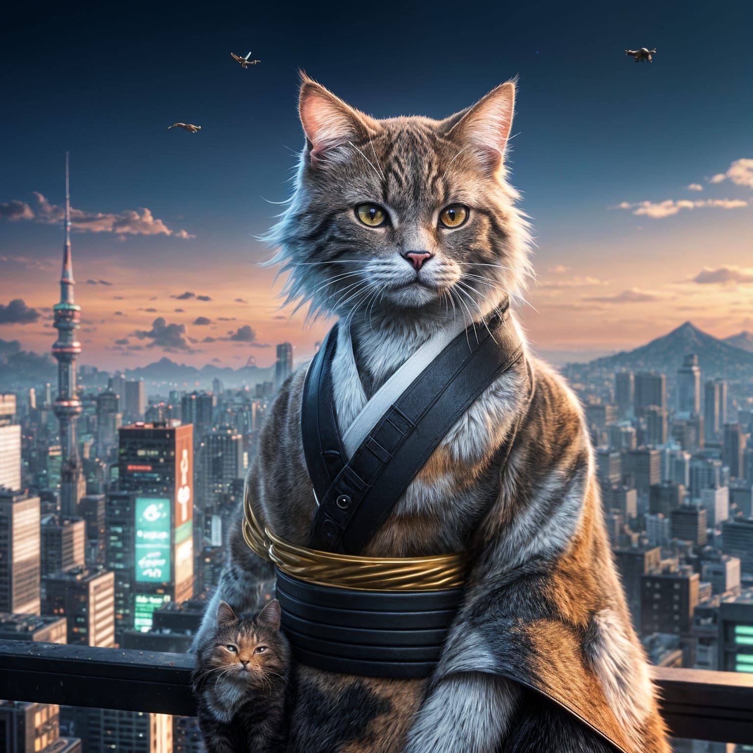 Surreal 3D Anime Art of Feline Dance