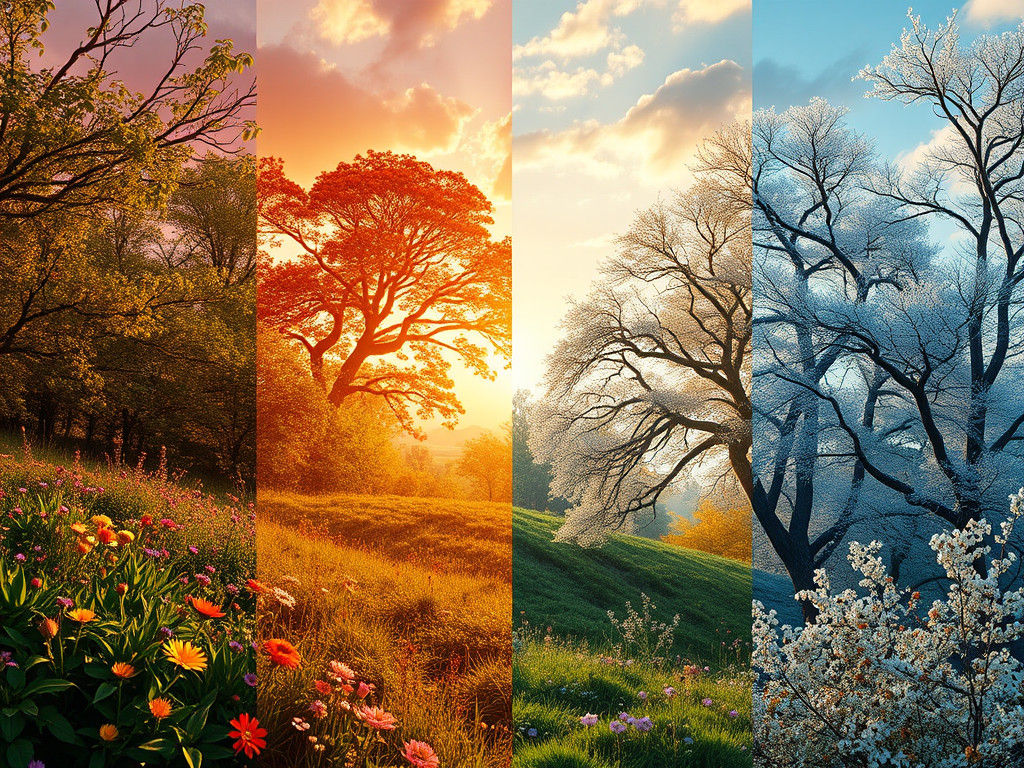 Four Seasons Landscape: A Hyperrealistic Vision