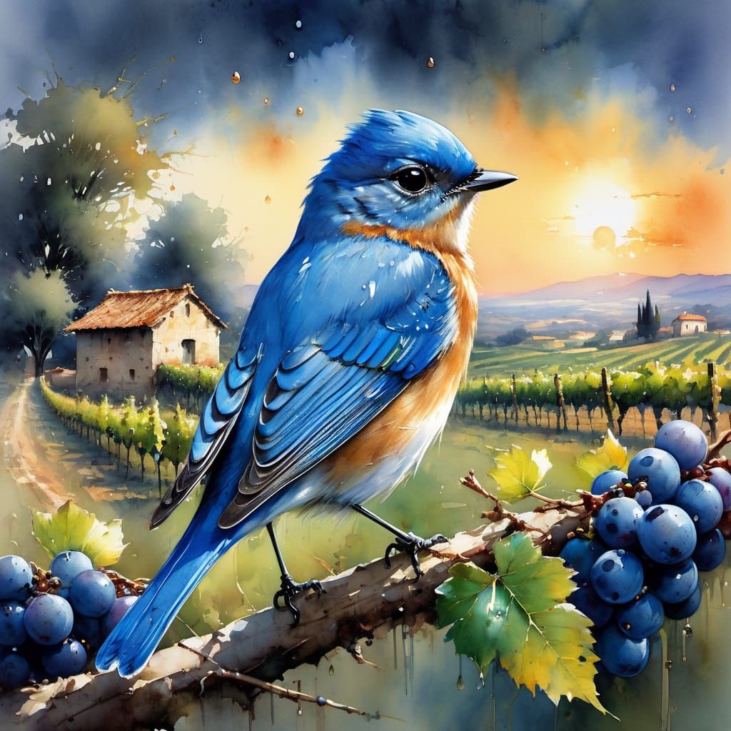 Bluebird in a Fairytale Italian Countryside