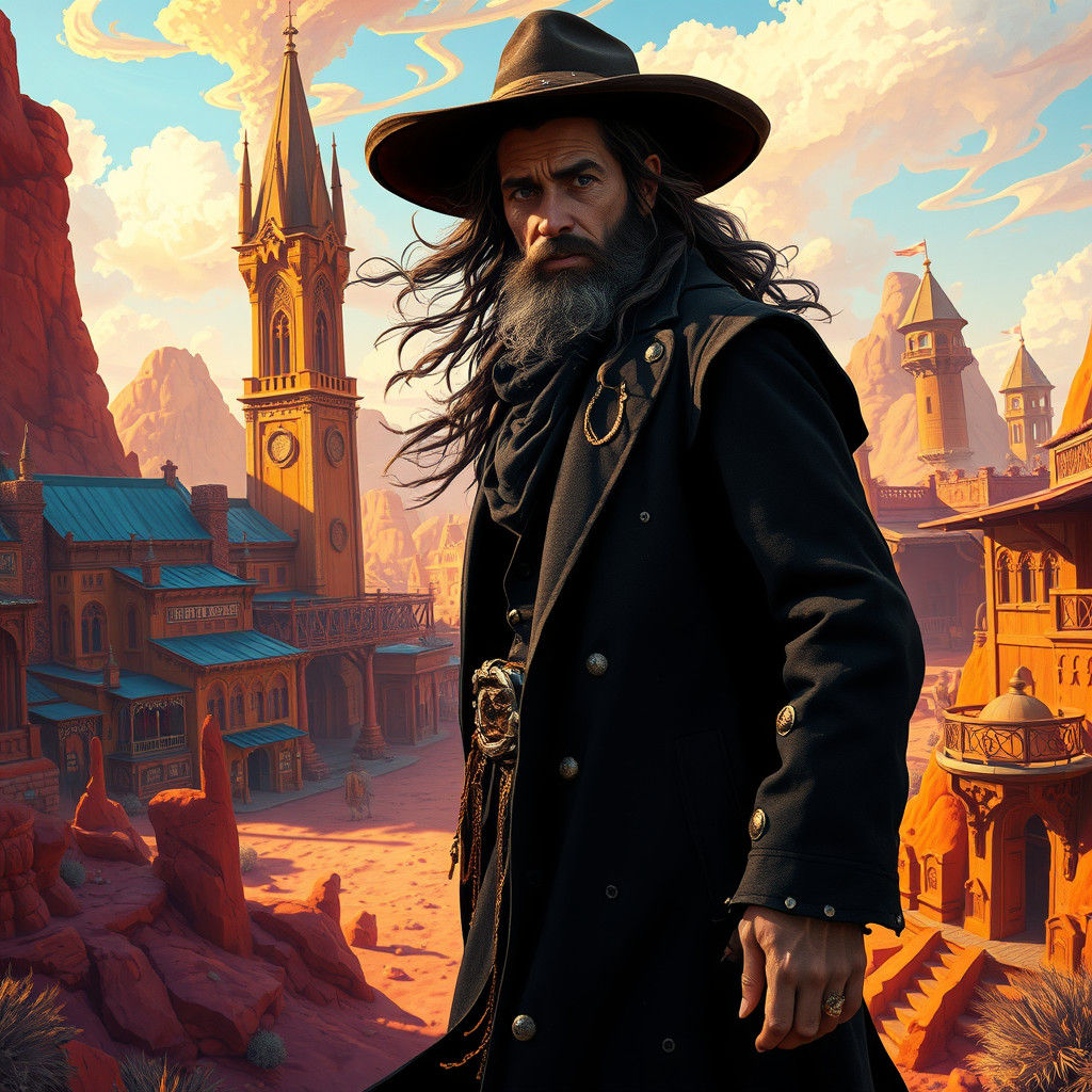 Hasidic Cowboy in Mystical Wild West Town