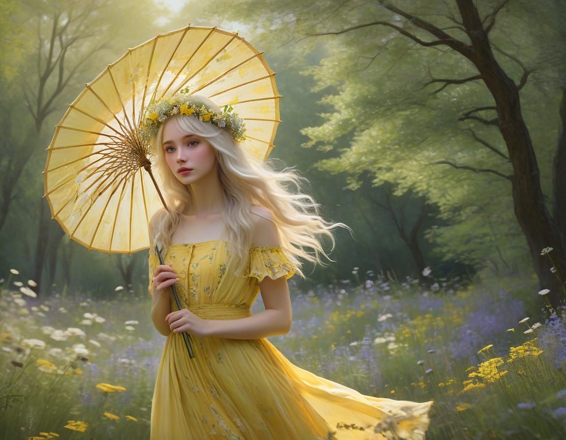 Ethereal Maiden in Impressionist Style