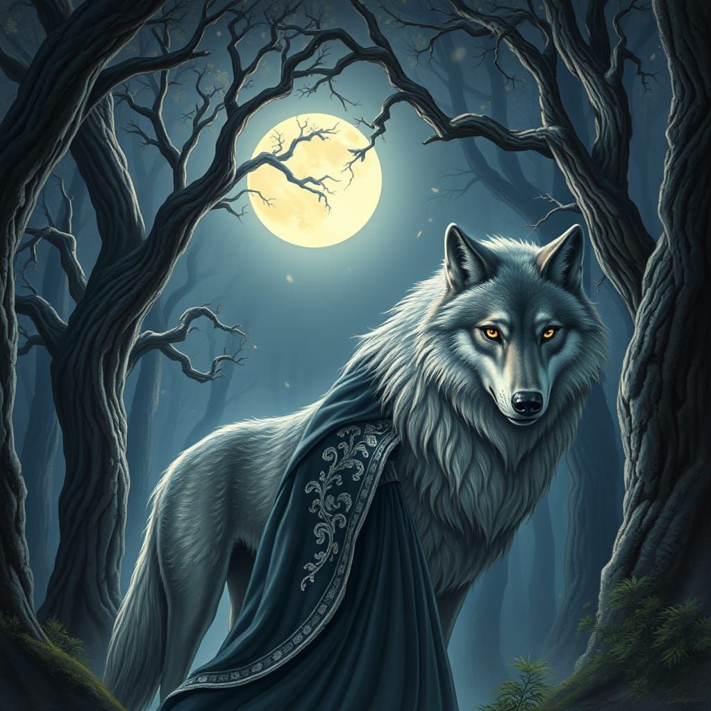 Majestic Moonlit Forest Encounter