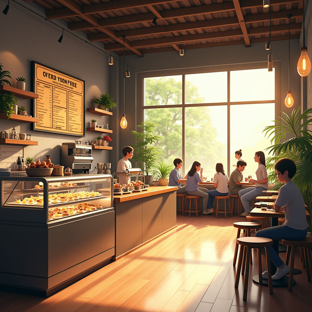Cozy Coffee Shop Interior in 3D Anime Style