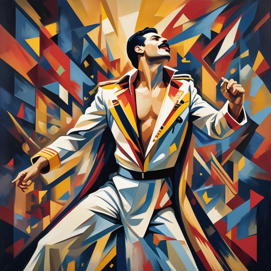 Freddie Mercury cubist portrait
