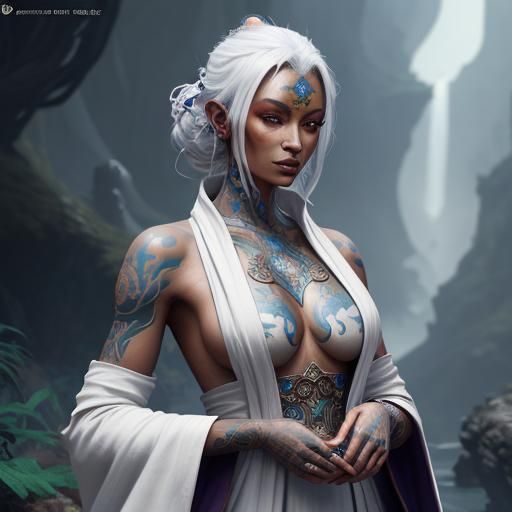 Earth Magic Monk with Colorful Tattoos