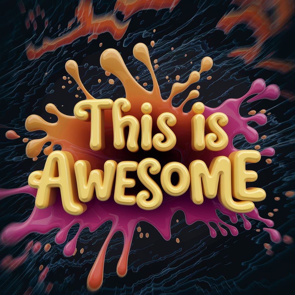Text that says THIS IS AWESOME in bright yellow font, cartoo...
