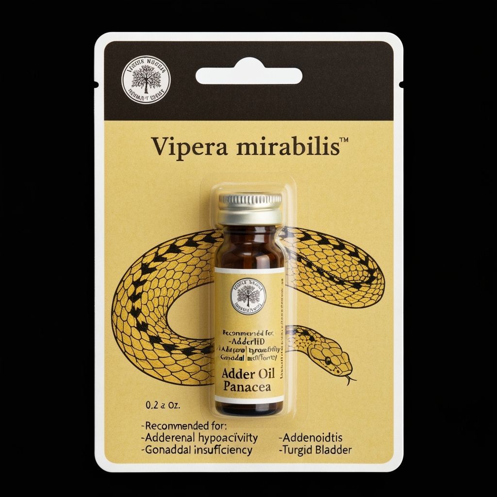 Adder Oil Panacea Vial with Golden Viper Packaging