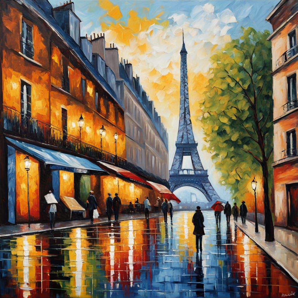 Eiffel Tower in Neo-Impressionist Style