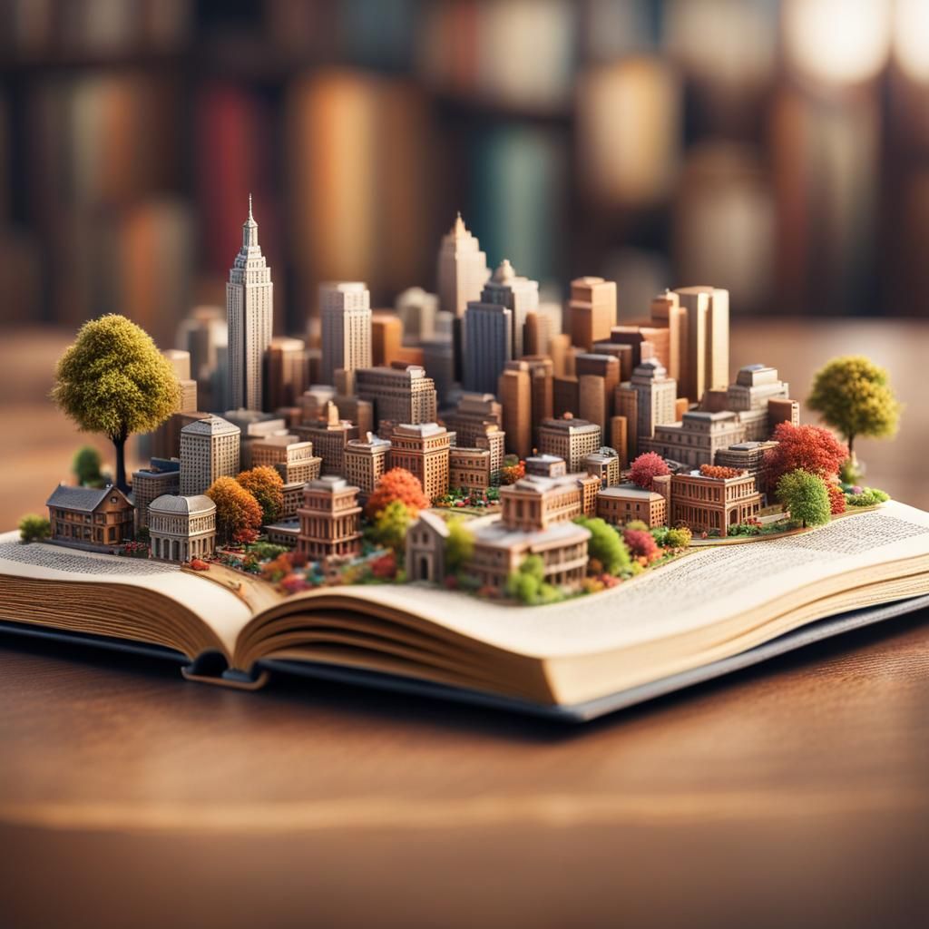 Miniature Sprocket City Rising From Open Book