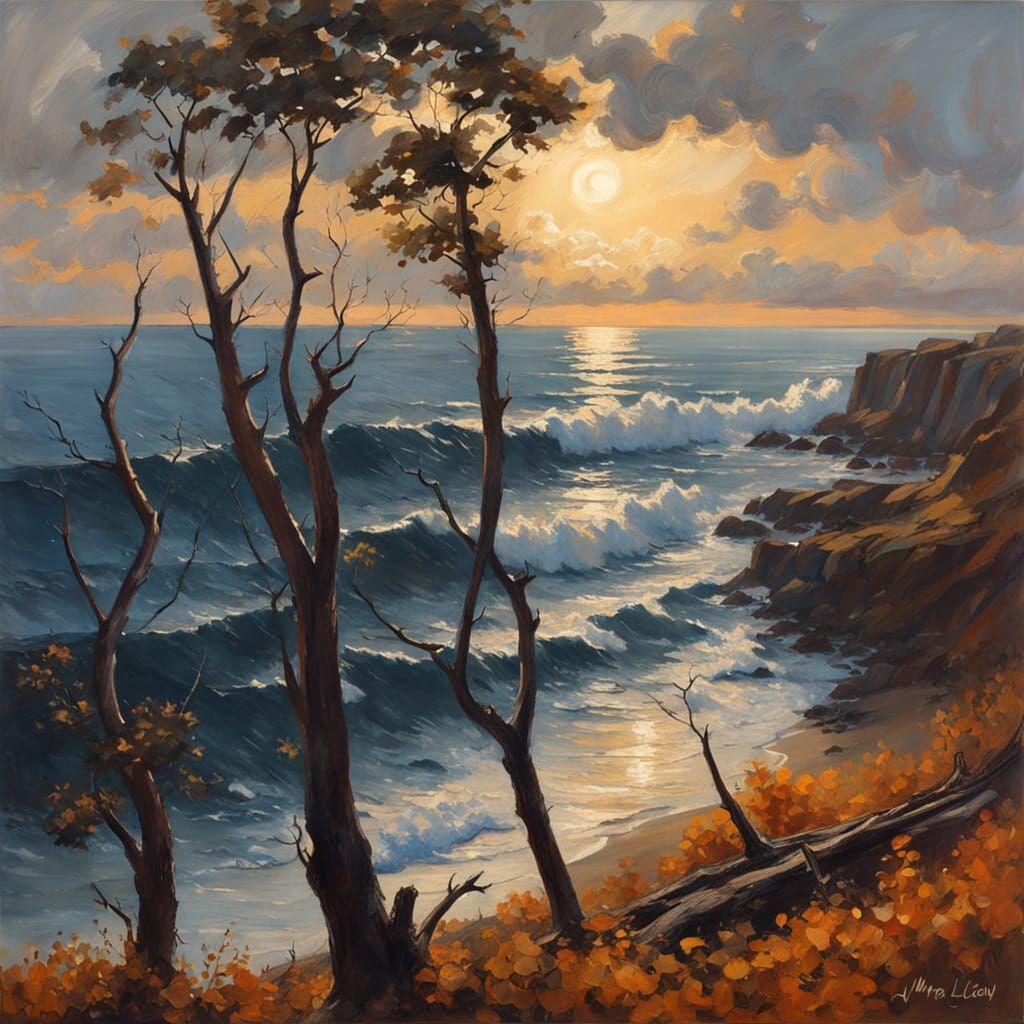 Dark Silhouetted Trees in Motion Blur