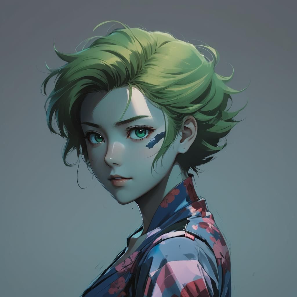 Anime Woman in Cel-Shaded Style