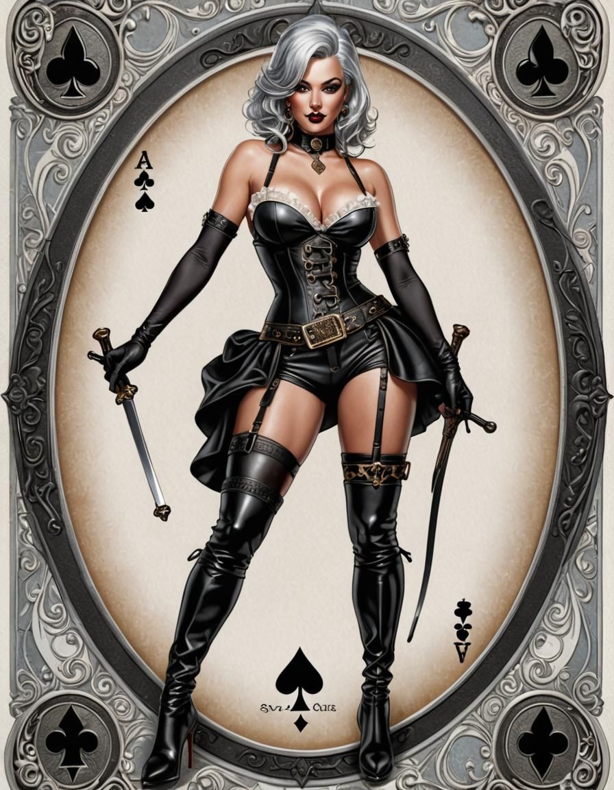 Ace of Spades Pinup Girl in Hyperrealistic Style