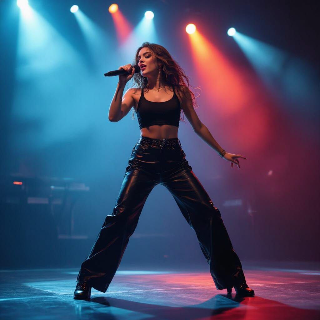 Tate McRae Performing Live in Dramatic Stage Lighting