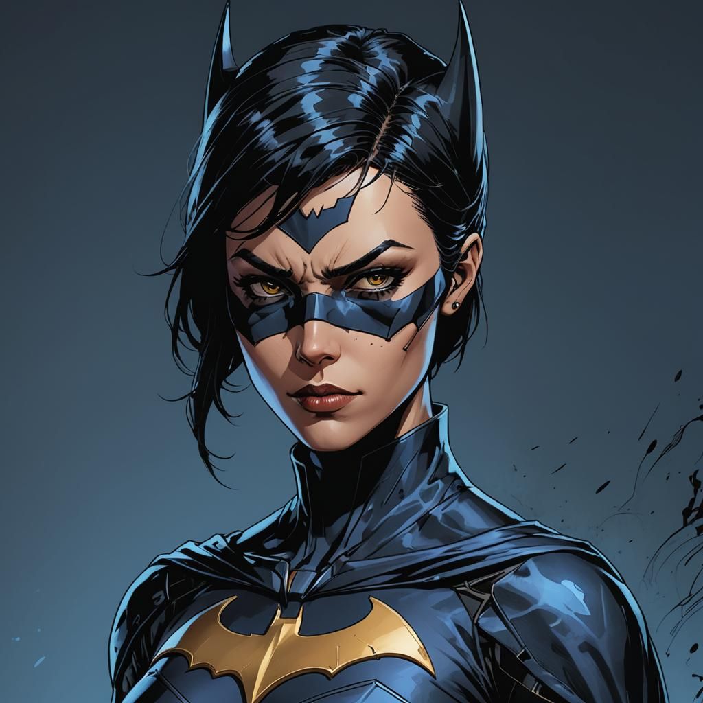 Batgirl as Moody Villain in Digital Anime Art