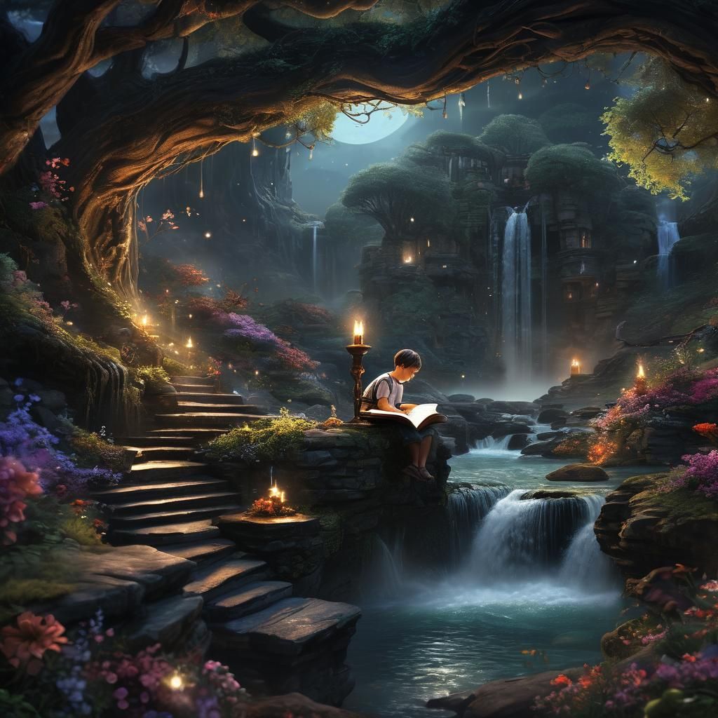 Magical Storybook Realm in Digital Fantasy Art Style