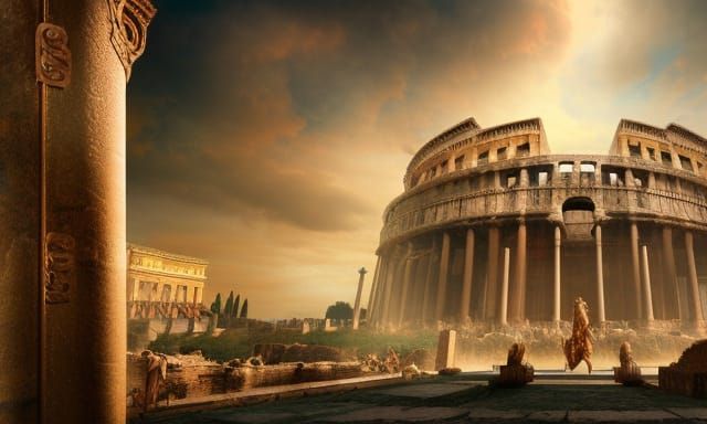 Fantasy Temple in Ancient Rome Fairycore Style