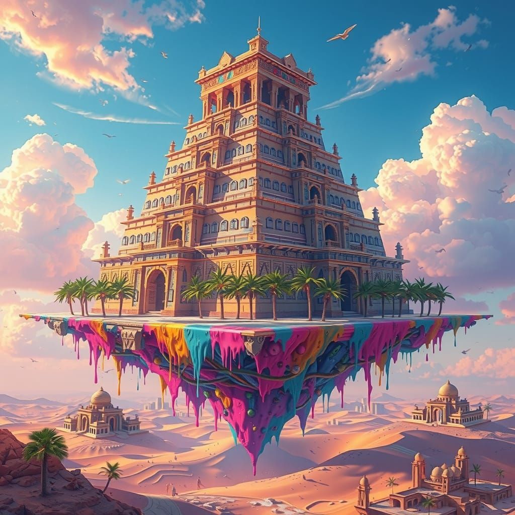 Ziggurat of Ur in Graffiti Art Style