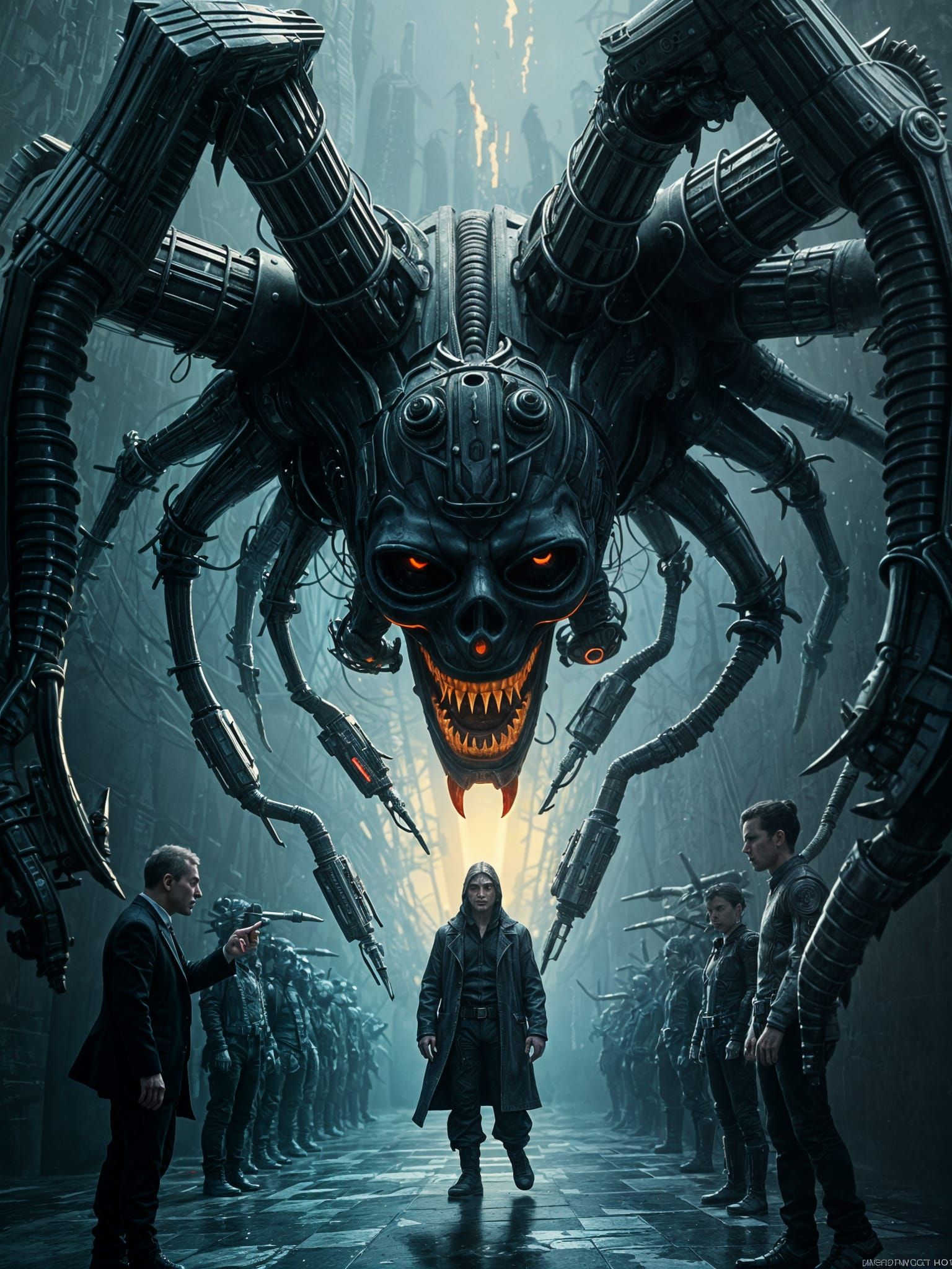 Unsettling Demogorgon Attack in Surreal Fantasy Style