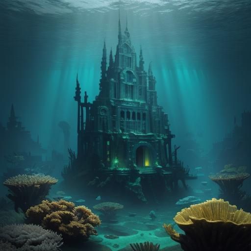 Surreal Underwater Cityscape of Atlantis in Turner Style
