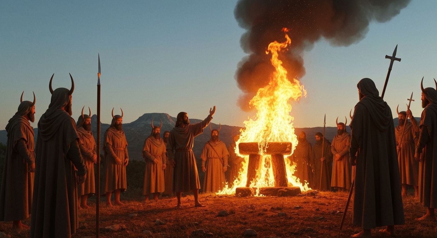 Elijah Prays on Mt. Carmel, God Sends Fire