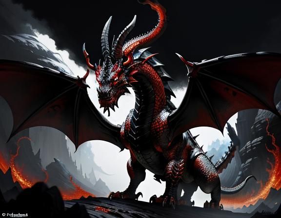 Fiery Dragon in Dynamic Fantasy Art Style