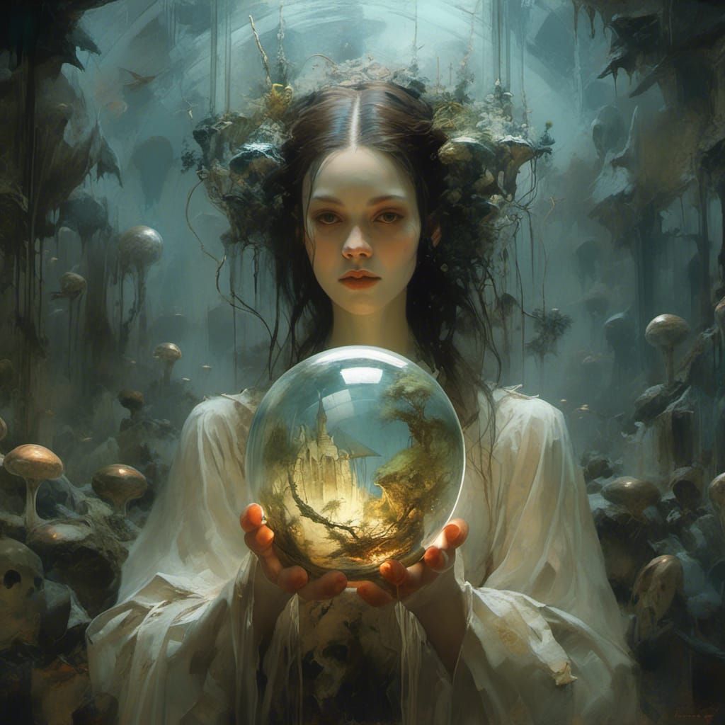 Woman with Orb: Fantasy Art Masterpiece