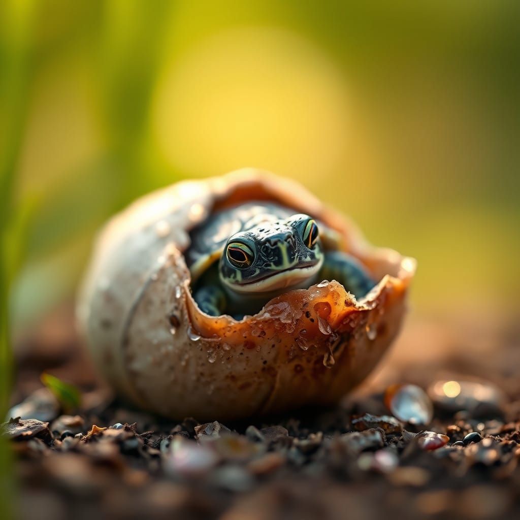 Tiny Turtle Emerges in Lush Greenery