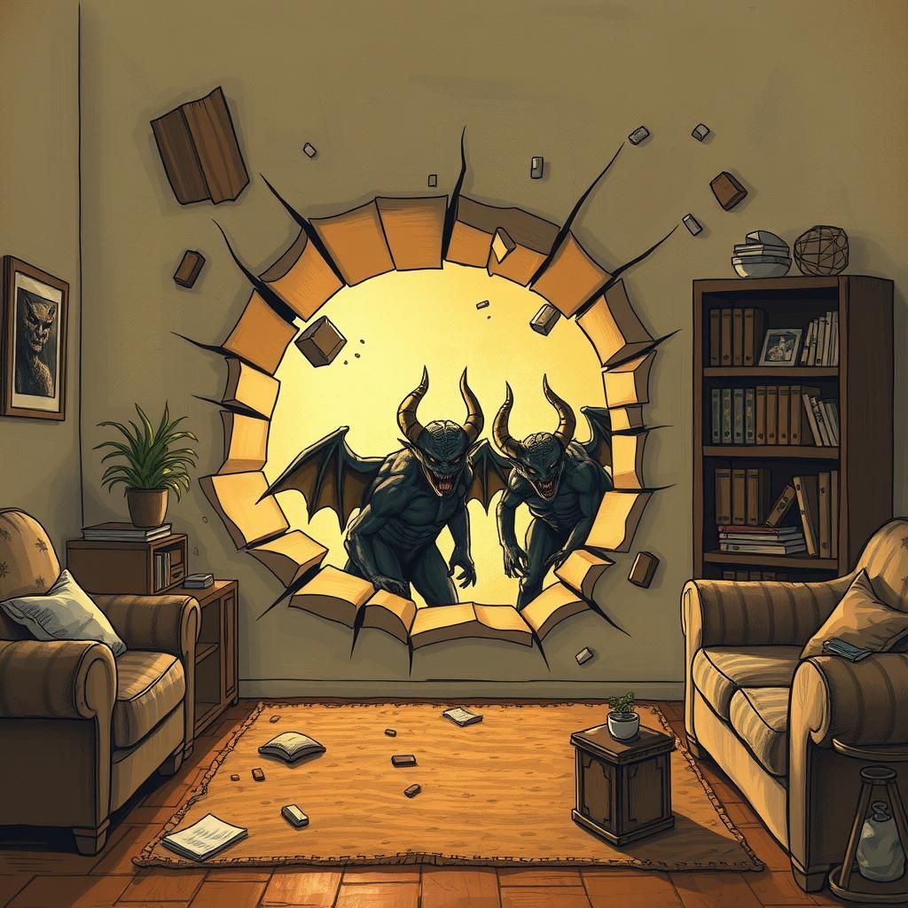 Demonic Intrusion: Demons Crash into Living Room
