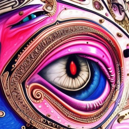 Baroque Surrealist Portrait in Psychedelic Colors