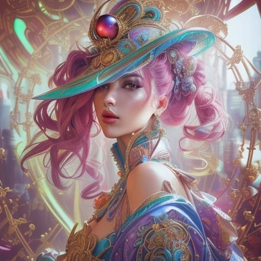 Cyberpunk Aristocrat in Extravagant Futuristic Garb