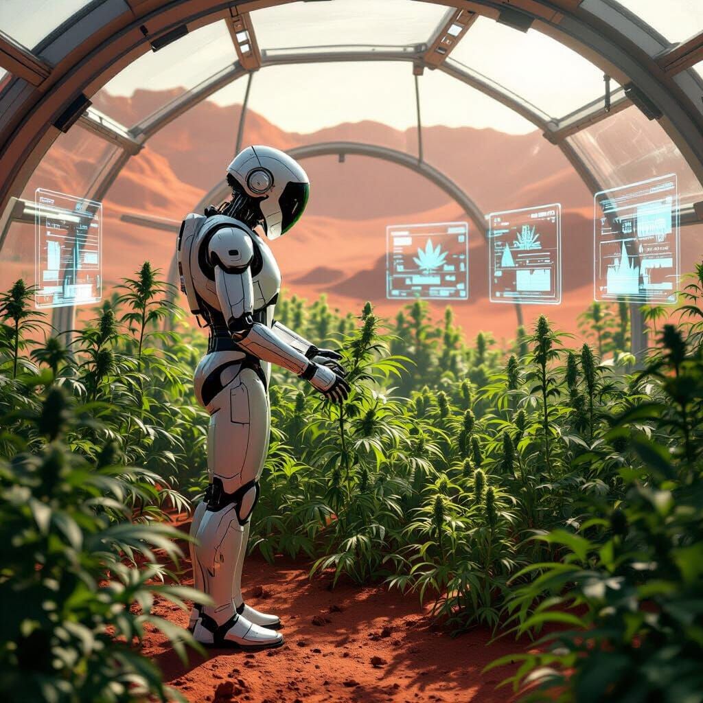Robot Gardening in Martian Biodome: Digital Matte Painting