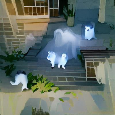 Ethereal Ghost Cats in the Darkness