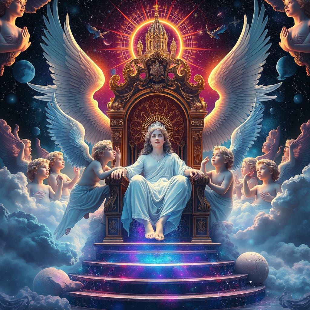 Cherubs Cover a Throne: Astral Illustration