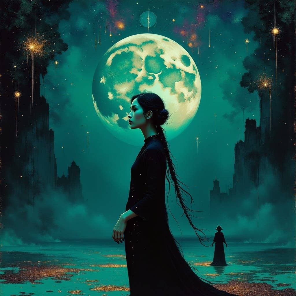 Ethereal Surrealist Masterpiece in Cyberpunk Style