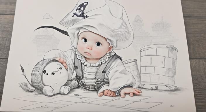 Cute Baby Pirates in Conceptual Art Style