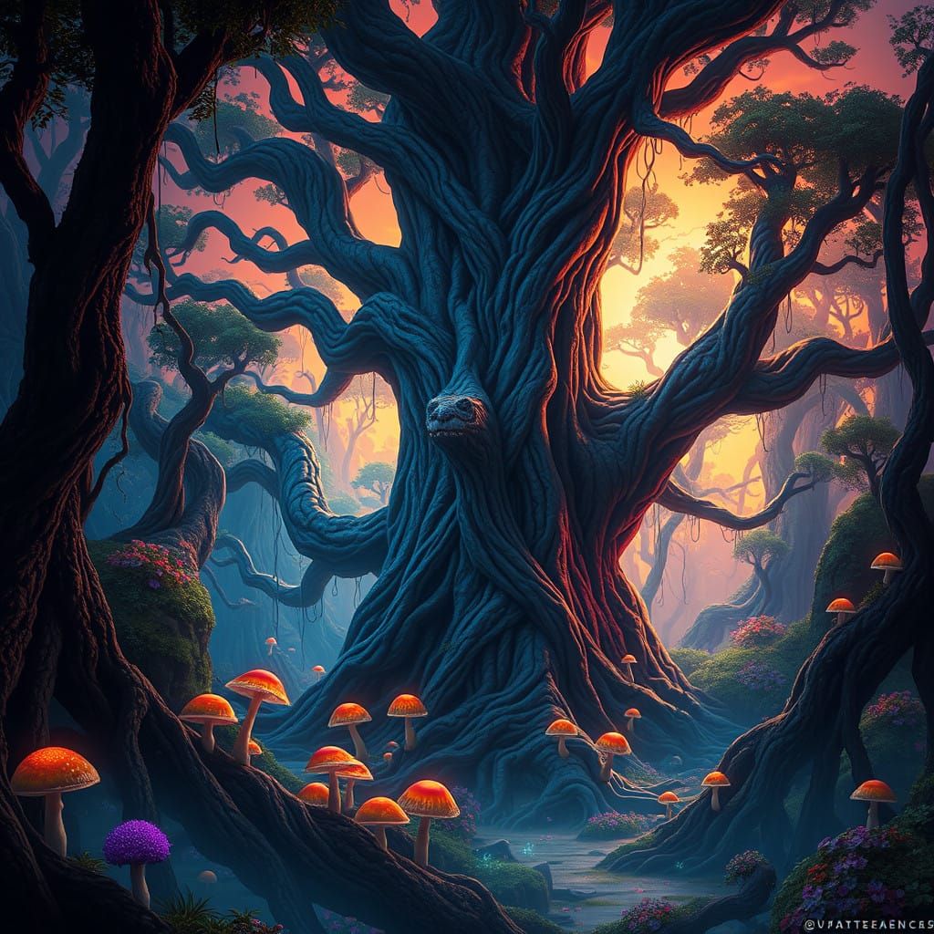 Dreamlike Forest Scene in Fantasy Art Style