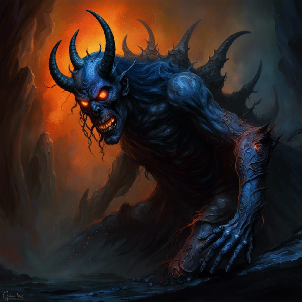 Cybernetic Demon in Hell: Eerie Magazine Style