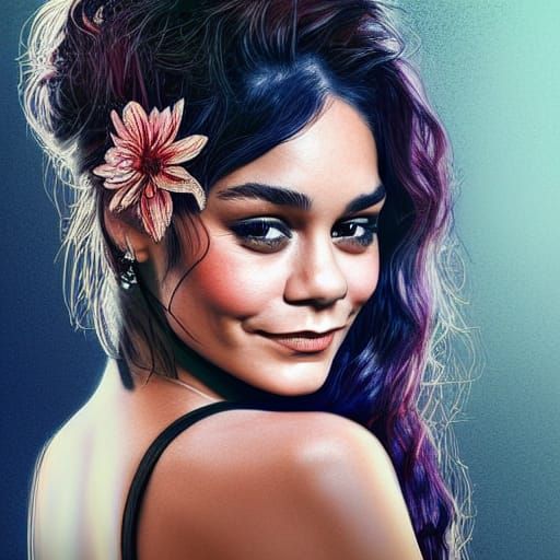 Vanessa Hudgens Portrait in Urban Fantasy Style
