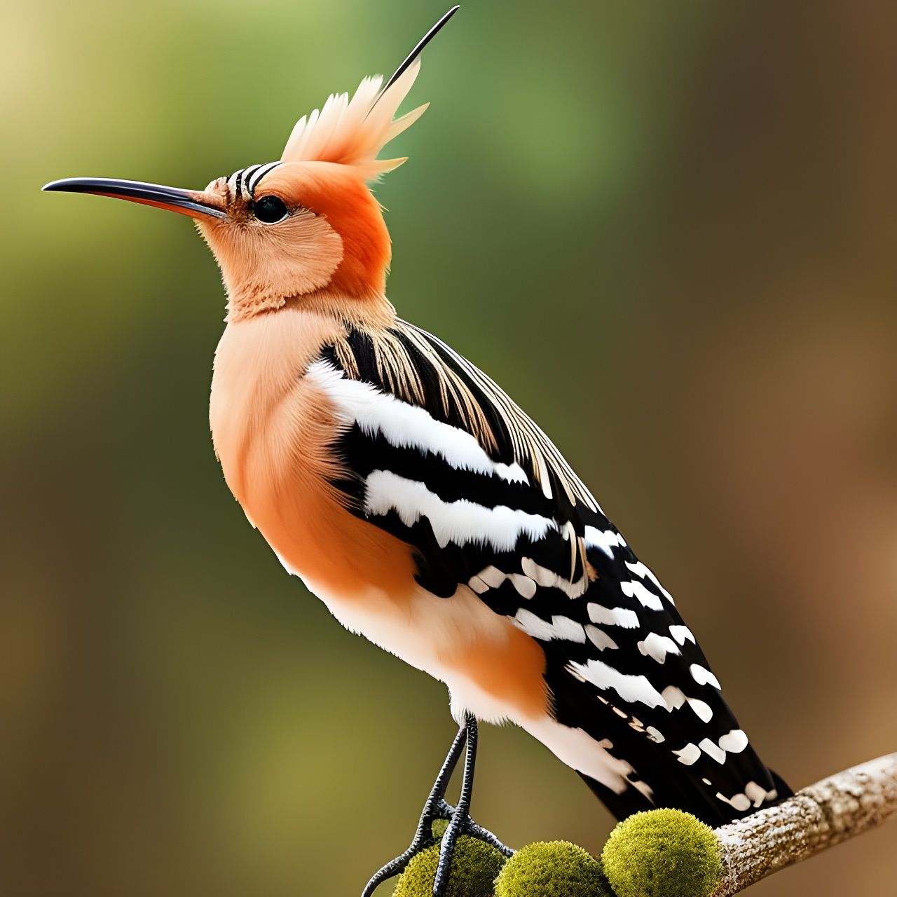 Hoopoe Bird Portrait in Hyperrealistic Oil Painting