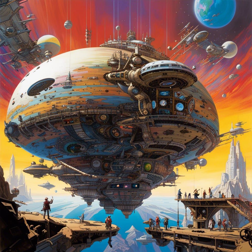 Futuristic Space Station Arrival in Sci-Fi Art Style