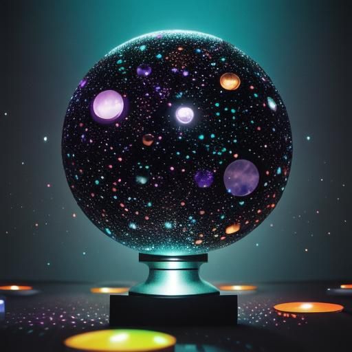 Glowing Spheres and Crystals in a Cinematic Style