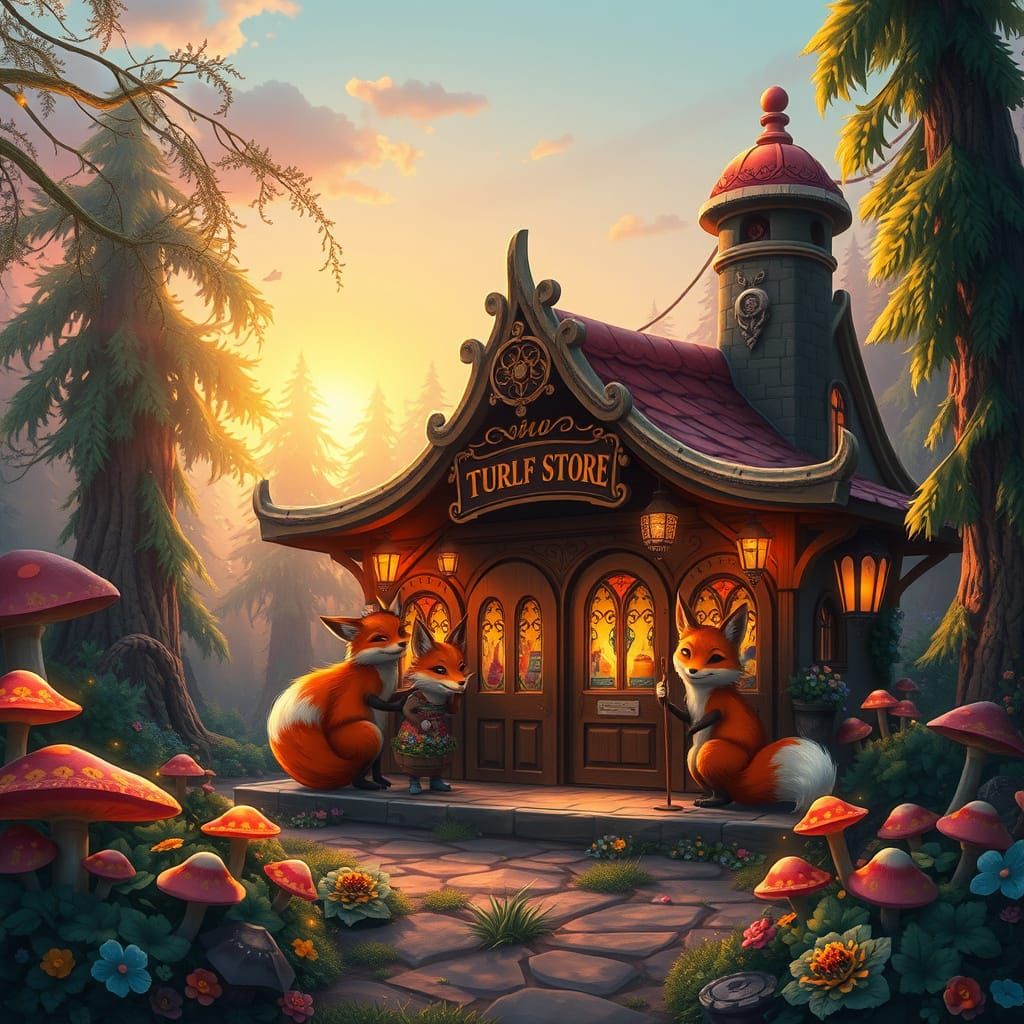 Whimsical Foxes Build Enchanted Thrift Store for Charity